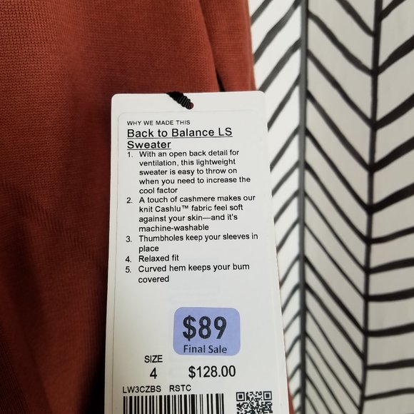 Nwt lululemon back to balance sweater rustic clay - Picture 7 of 13